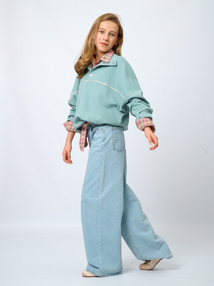 Джинсы широкие в цвете: Светло-Голубой Ole! Twice - фото 7
