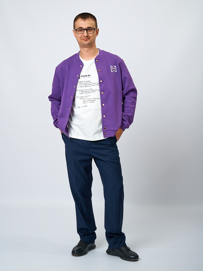 Бомбер из фактурного трикотажа в цвете: Фиолетовый Ole! Twice - фото 4