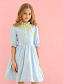 Платье со складками и лентой в цвет пуговиц в цвете: Голубой Ole! Twice - фото 1