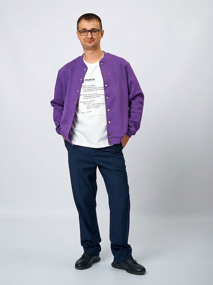 Бомбер из фактурного трикотажа в цвете: Фиолетовый Ole! Twice - фото 4