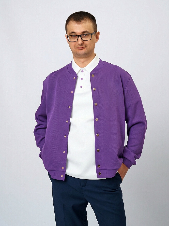 Бомбер из фактурного трикотажа в цвете: Фиолетовый Ole! Twice - фото 1