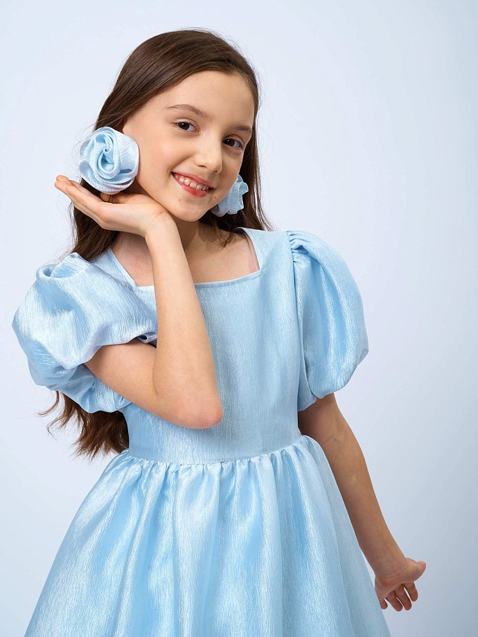 Платье из легкой ткани с жемчужным блеском в цвете: Светло-Голубой Ole! Twice - фото 4