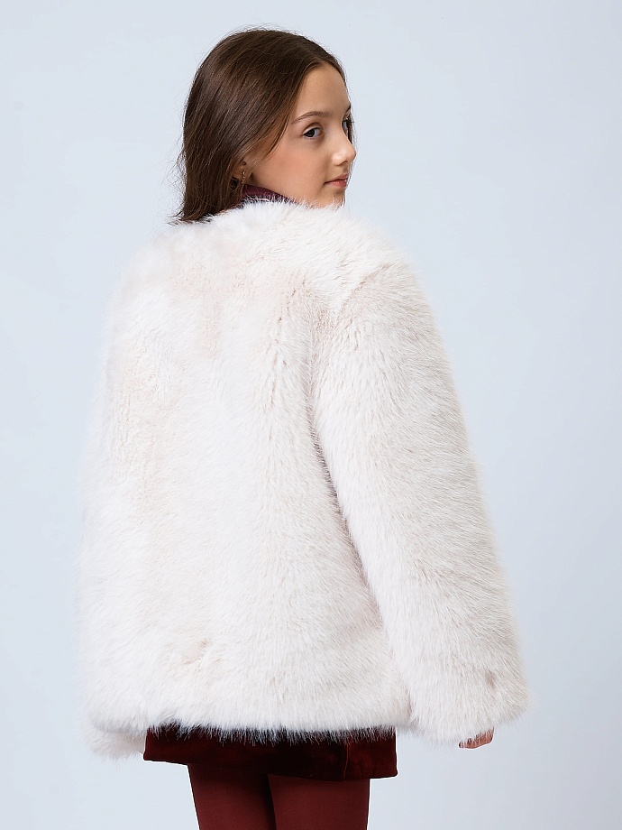 Меховое пальто укороченное с натуральным утеплителем в цвете: Молочный Ole! Twice - фото 8