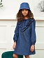 Платье - трапеция джинсовое с двойной оборкой в цвете: Синий Ole! Twice - фото 1