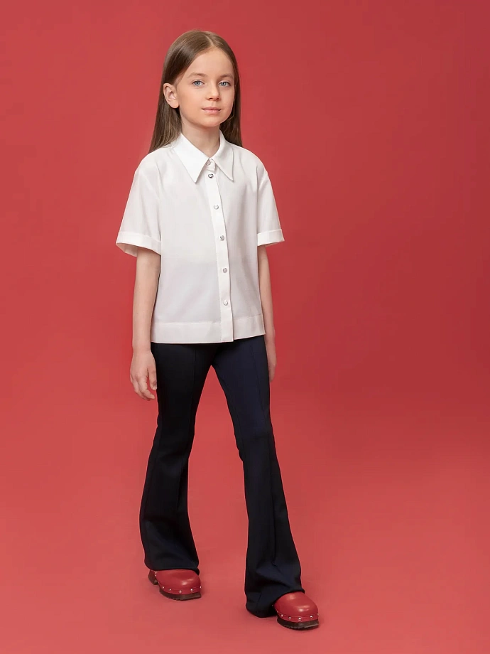 Рубашка укороченная с декоративными пуговицами в цвете: Белый Ole! Twice - фото 8