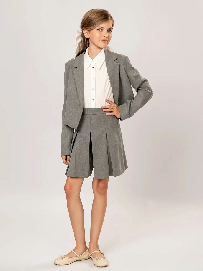 Рубашка укороченная с декоративными пуговицами в цвете: Белый Ole! Twice - фото 4