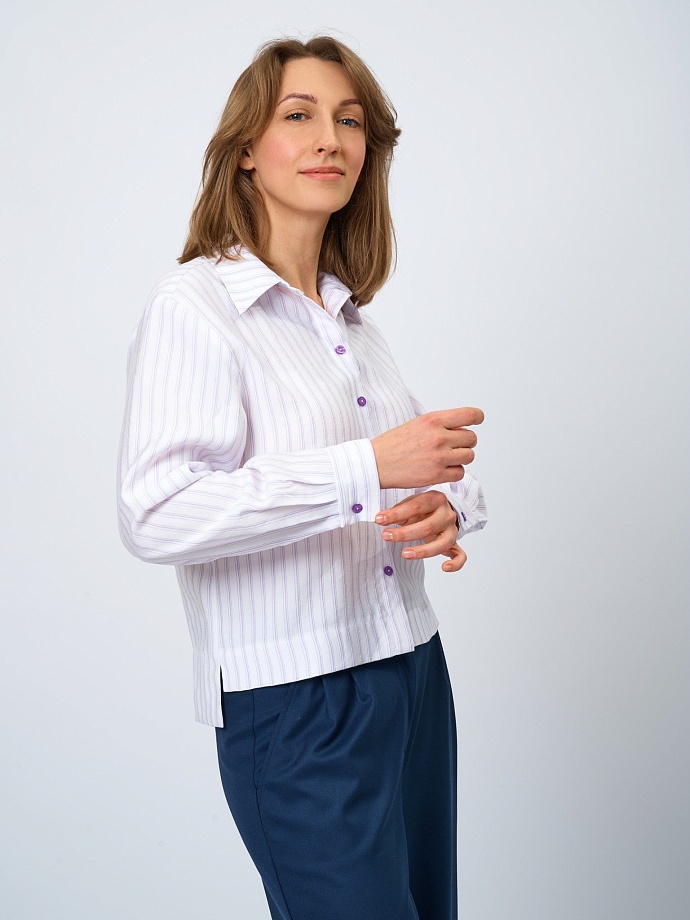 Рубашка укороченная из модала в цвете: Белый Ole! Twice - фото 3