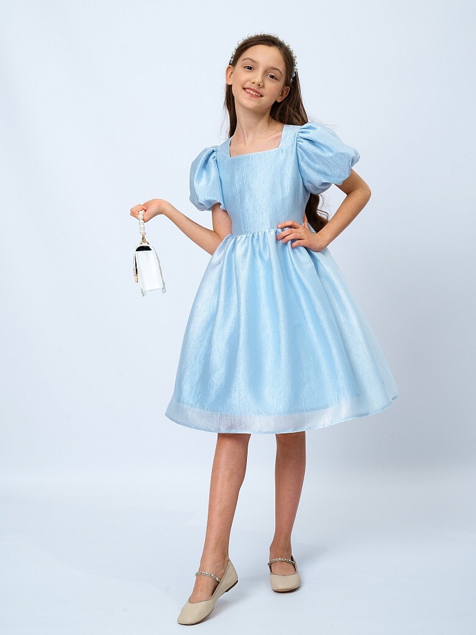 Платье из легкой ткани с жемчужным блеском в цвете: Светло-Голубой Ole! Twice - фото 6