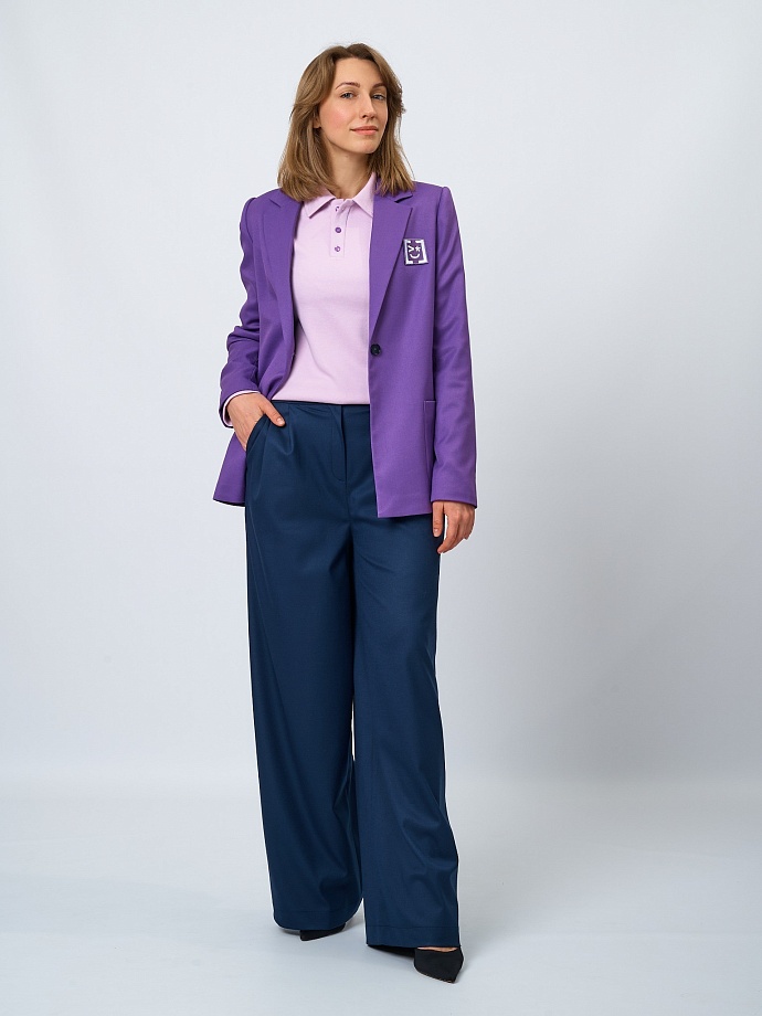 Жакет-пиджак прямого кроя с шевроном в цвете: Фиолетовый Ole! Twice - фото 6