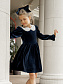 Платье бархатное со съемным воротником из бисера в цвете: Синий Ole! Twice - фото 1