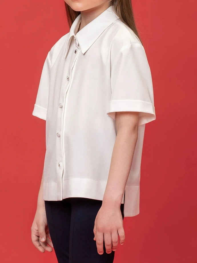 Рубашка укороченная с декоративными пуговицами в цвете: Белый Ole! Twice - фото 6