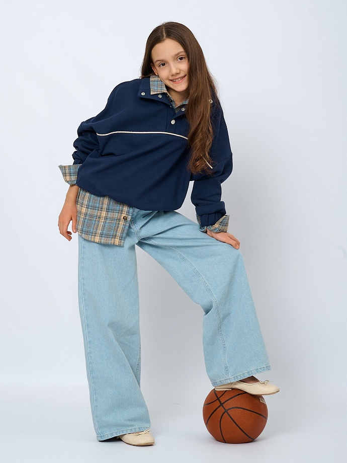 Джинсы широкие в цвете: Светло-Голубой Ole! Twice - фото 10