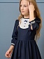 Платье школьное с белой манишкой и кружевом по низу в цвете: Синий Ole! Twice - фото 4