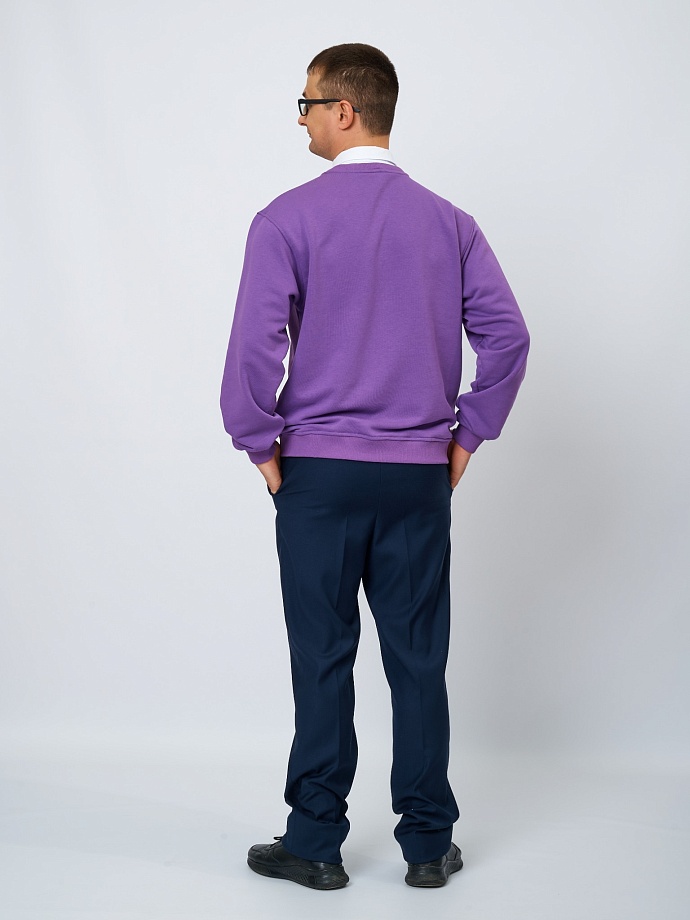 Свитшот оверсайз со съемным воротником и шевроном в цвете: Фиолетовый Ole! Twice - фото 2