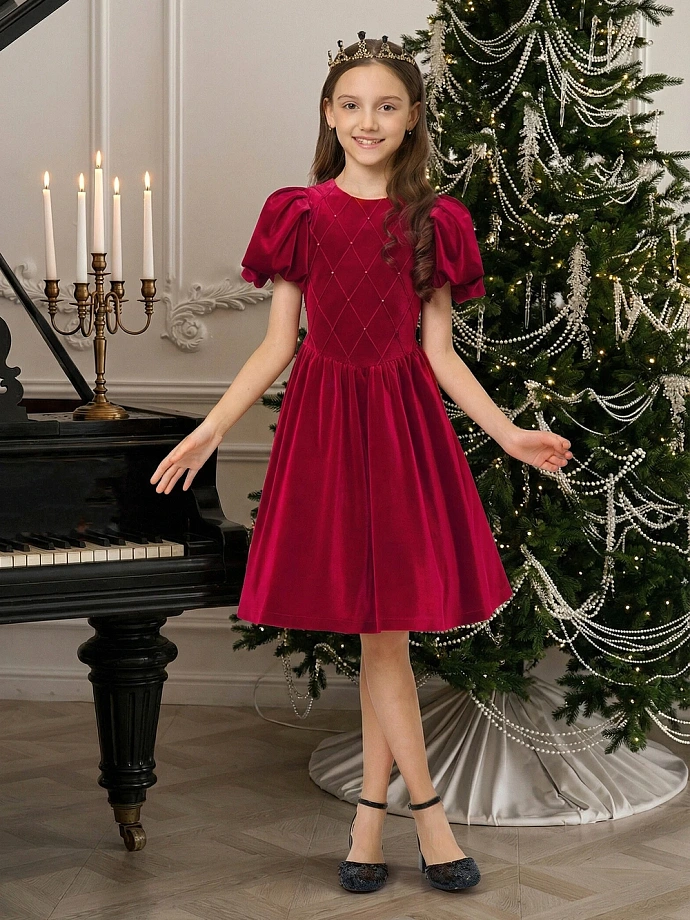 Платье из бархата с кристаллами в цвете: Красный Ole! Twice - фото 1