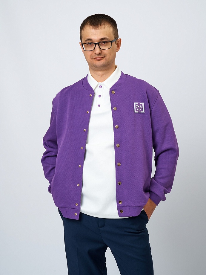 Бомбер из фактурного трикотажа в цвете: Фиолетовый Ole! Twice - фото 1