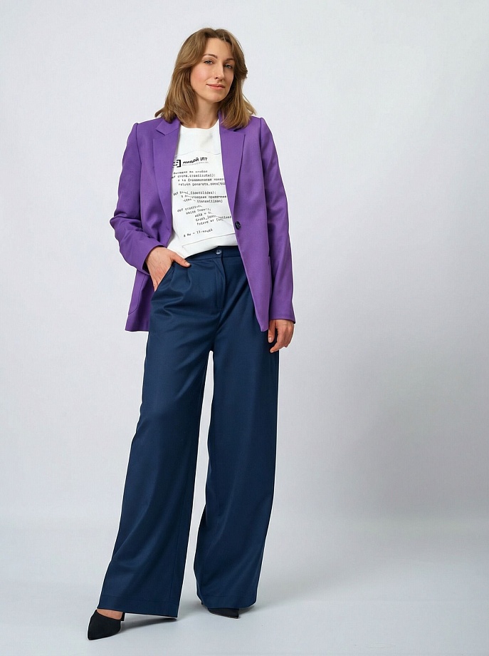 Жакет-пиджак прямого кроя в цвете: Фиолетовый Ole! Twice - фото 5