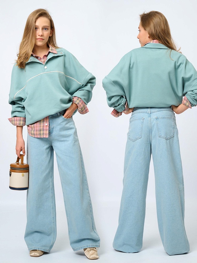 Джинсы широкие в цвете: Светло-Голубой Ole! Twice - фото 1