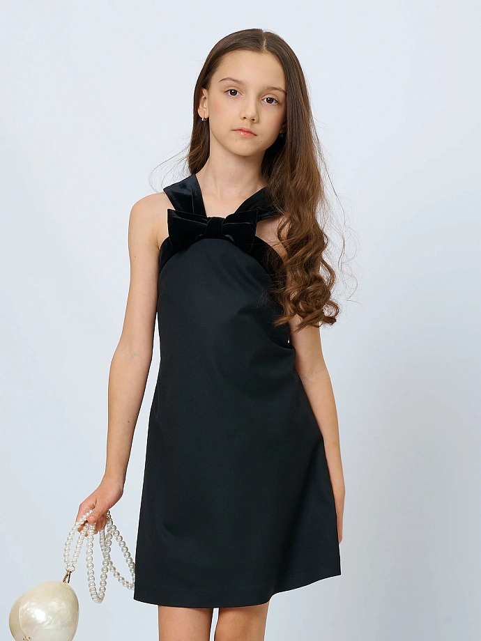 Платье-трапеция с бархатной отделкой в цвете: Черный Ole! Twice - фото 2