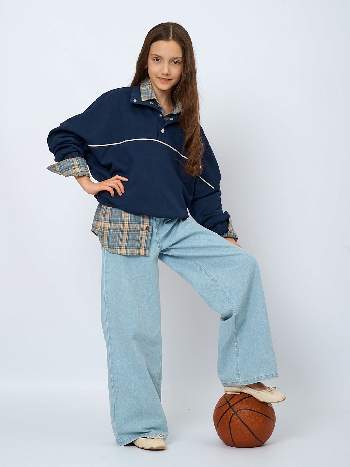 Джинсы широкие в цвете: Светло-Голубой Ole! Twice - фото 9