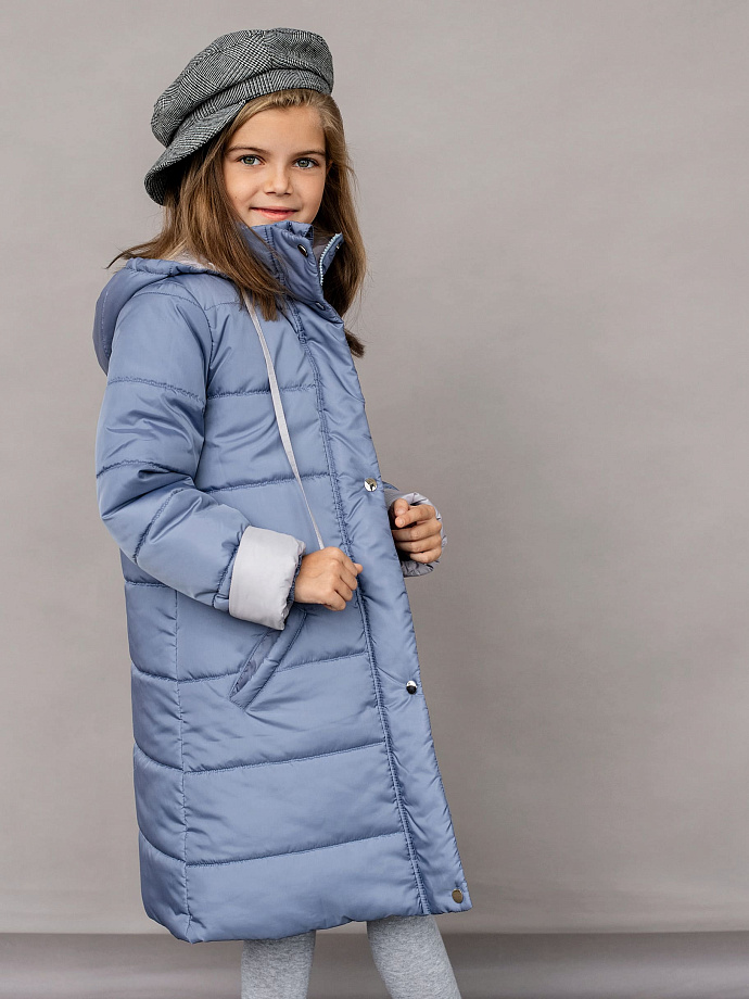 Куртка пальто с капюшоном Зима в цвете: Голубой Ole! Twice - фото 6
