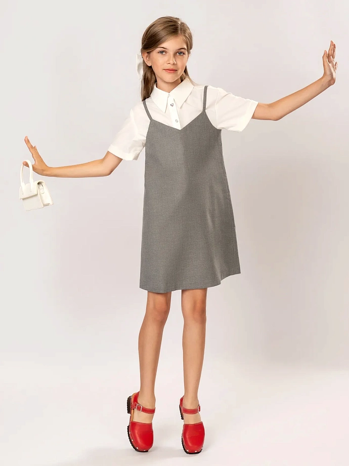 Рубашка укороченная с декоративными пуговицами в цвете: Белый Ole! Twice - фото 5