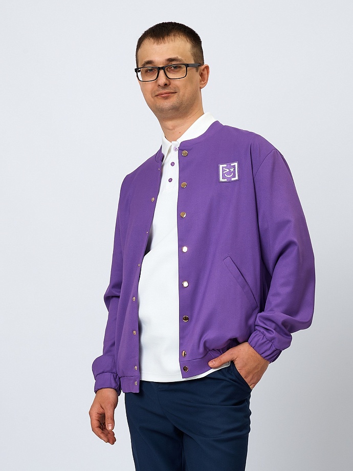 Бомбер из костюмной ткани с Шевроном в цвете: Фиолетовый Ole! Twice - фото 1