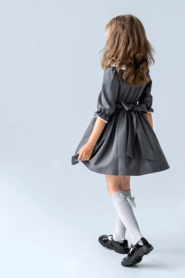 Платье в ретро стиле со съемным белым воротником в цвете: Серый Ole! Twice - фото 3