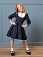 Платье школьное с белой манишкой и кружевом по низу в цвете: Синий Ole! Twice - фото 9