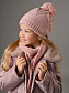 Комплект шапка с помпоном и шарф в цвете: Розовый Ole! Twice - фото 1
