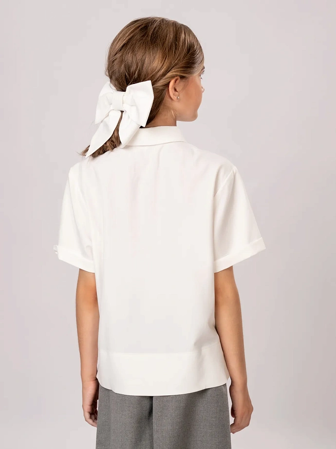 Рубашка укороченная с декоративными пуговицами в цвете: Белый Ole! Twice - фото 2