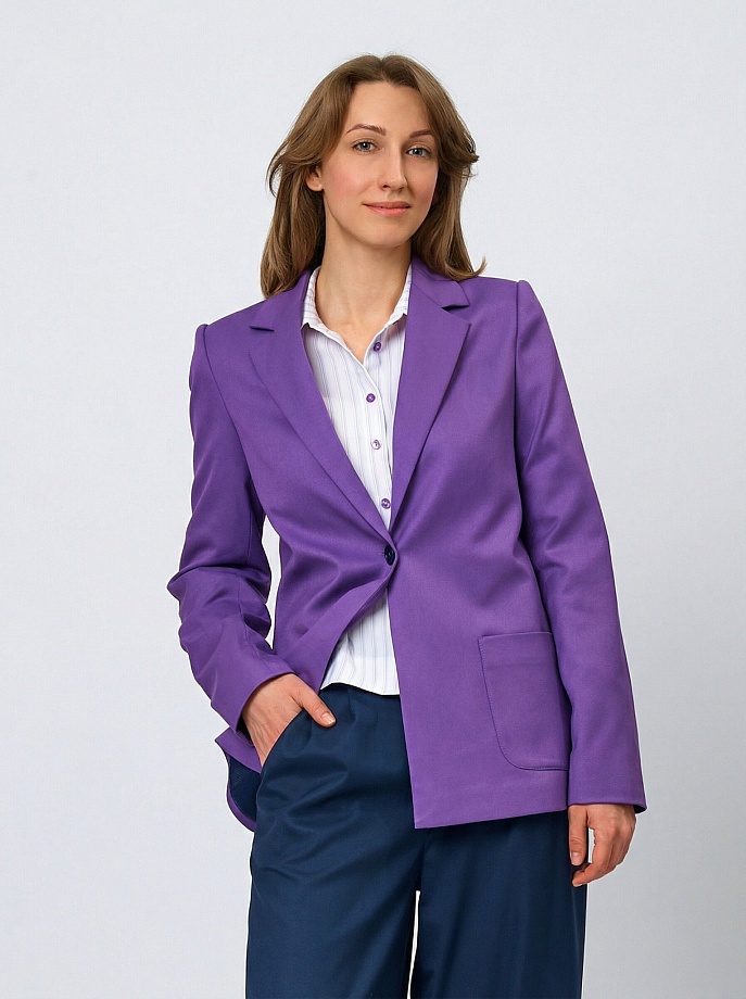 Жакет-пиджак прямого кроя в цвете: Фиолетовый Ole! Twice - фото 1