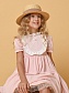 Платье креп с манишкой в горошек, короткий рукав в цвете: Персиковый Ole! Twice - фото 7