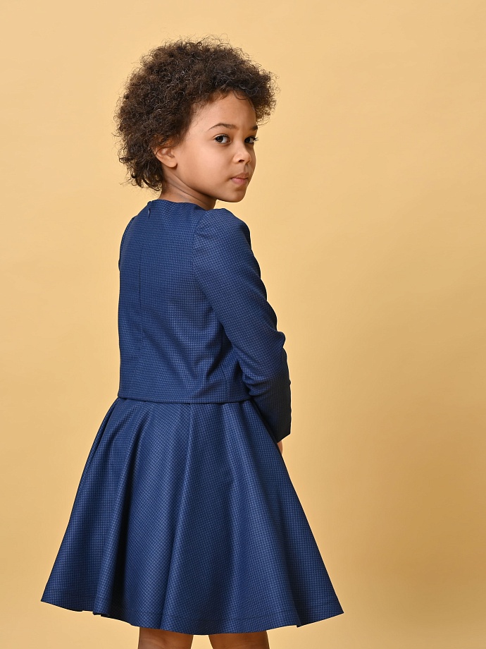 Комплект блуза со СЪЕМНОЙ  брошью из репса  и юбка-солнце в цвете: Синий Ole! Twice - фото 4