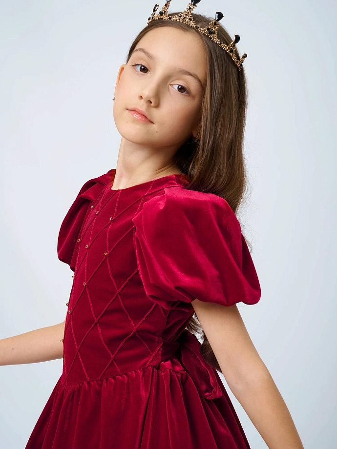 Платье из бархата с кристаллами в цвете: Красный Ole! Twice - фото 5