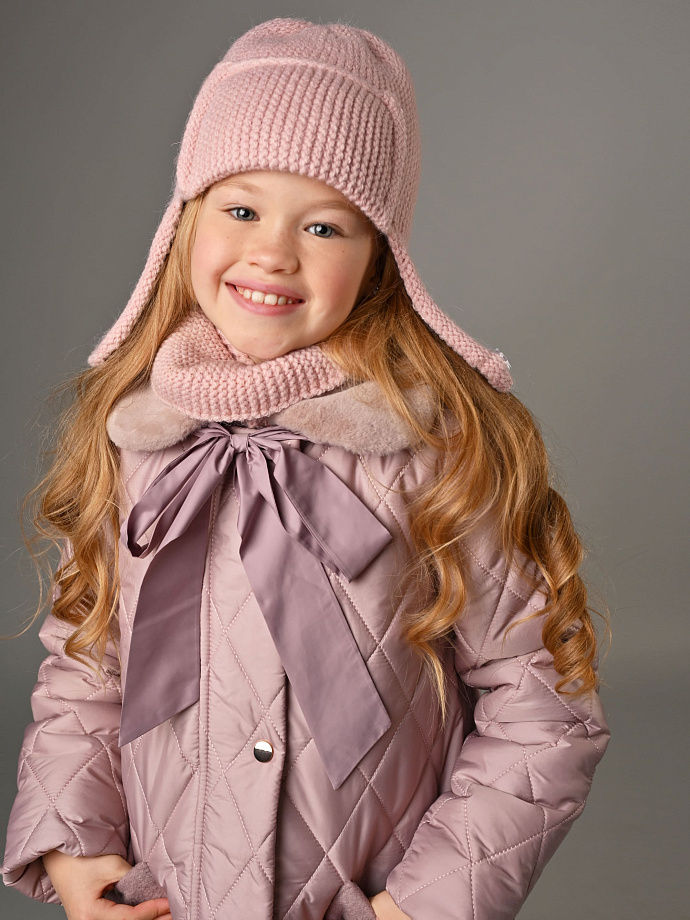 Комплект шапка-ушанка и шарф в цвете: Розовый Ole! Twice - фото 1
