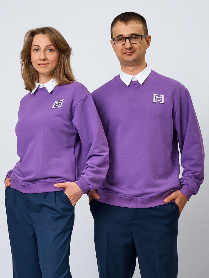 Свитшот со съемным воротником и шевроном в цвете: Фиолетовый Ole! Twice - фото 1