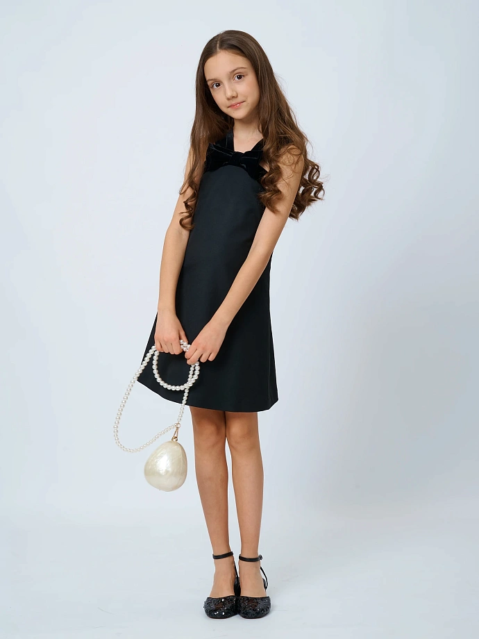Платье-трапеция с бархатной отделкой в цвете: Черный Ole! Twice - фото 3