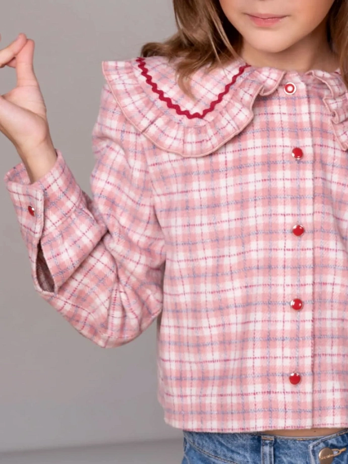 Блуза укороченная из фланели в цвете: Розовый Ole! Twice - фото 3