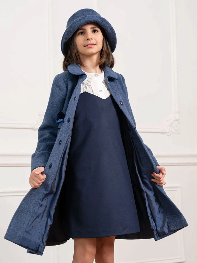 Пальто демисезонное для девочки + шляпка в цвете: Синий Ole! Twice - фото 6