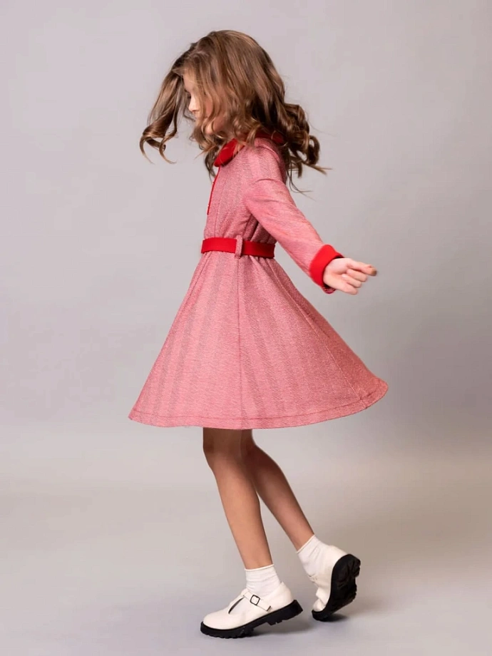 Платье с контрастным воротником и манжетами в цвете: Красный Ole! Twice - фото 5