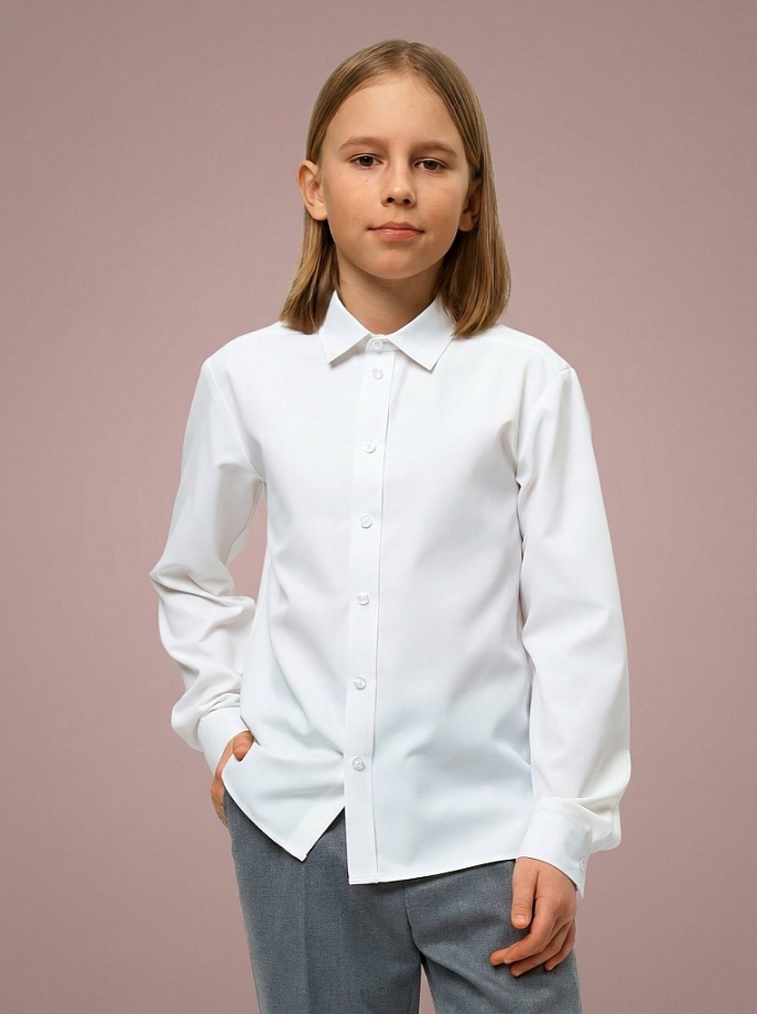 Рубашка классическая из смесового хлопка в цвете: Белый Ole! Twice - фото 1