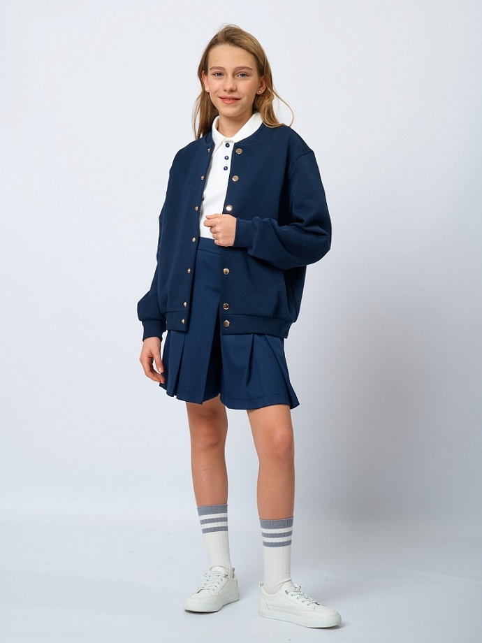 Бомбер из фактурного трикотажа в цвете: Синий Ole! Twice - фото 5