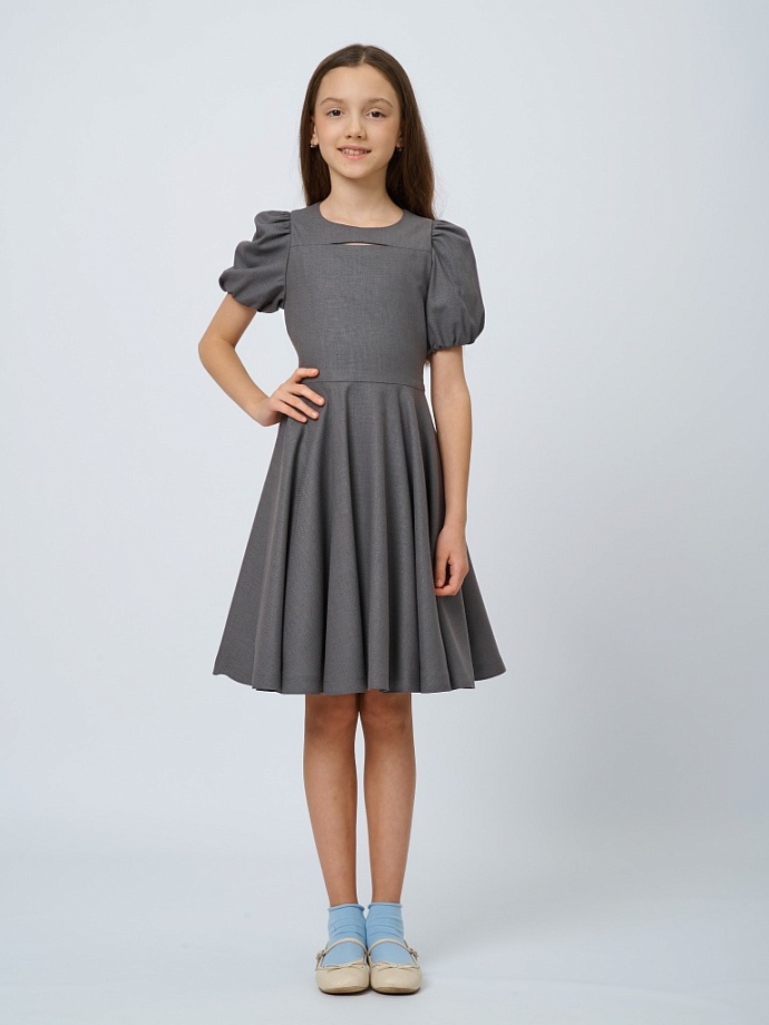 Платье со съемным бантом с шевроном в цвете: Серый Ole! Twice - фото 3