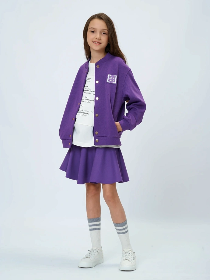 Бомбер из фактурного трикотажа в цвете: Фиолетовый Ole! Twice - фото 2