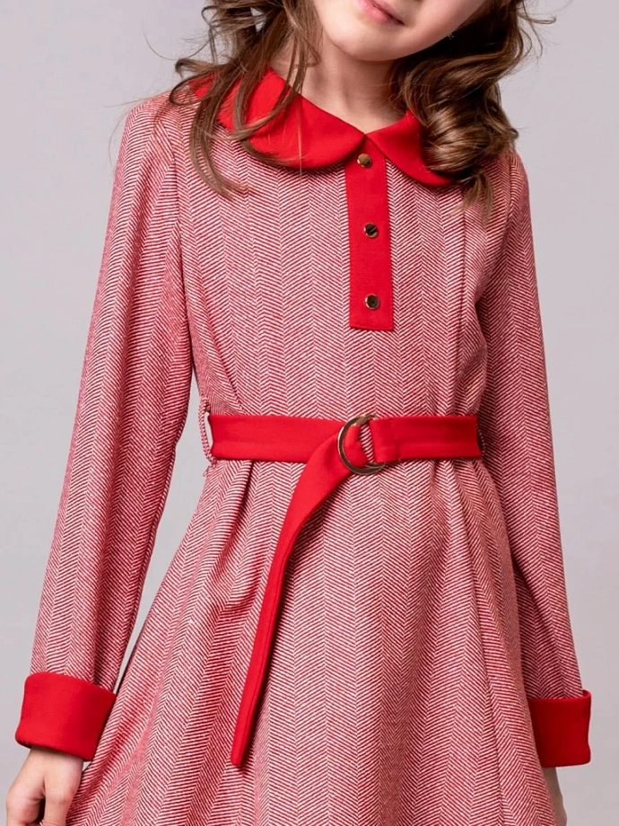 Платье с контрастным воротником и манжетами в цвете: Красный Ole! Twice - фото 4