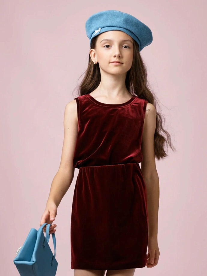 Топ из бархата в цвете: Бордовый Ole! Twice - фото 1