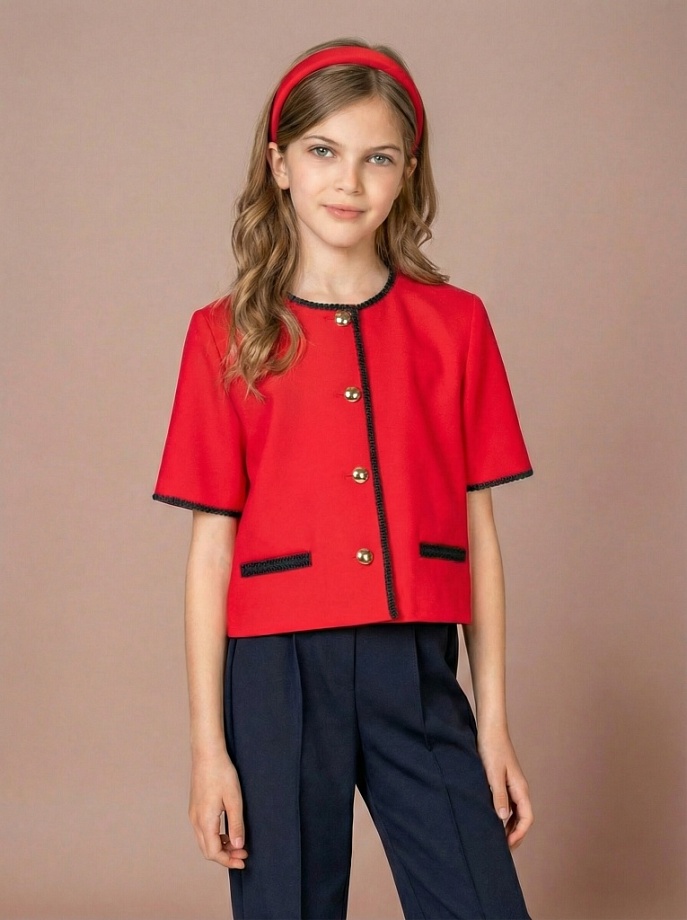 Жакет из трикотажа "джерси" с коротким рукавом в цвете: Красный Ole! Twice - фото 1