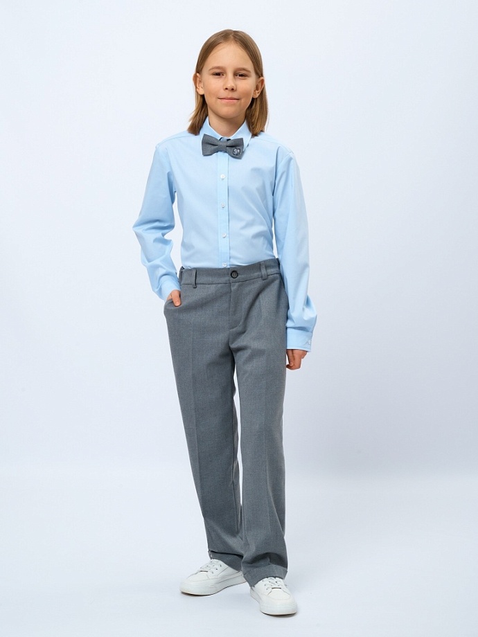 Рубашка классическая из смесового хлопка с шевроном в цвете: Голубой Ole! Twice - фото 5