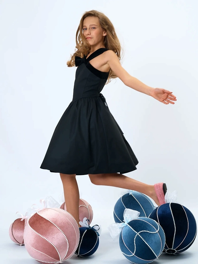 Платье с бархатной отделкой в цвете: Черный Ole! Twice - фото 4